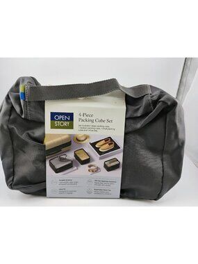 Open Story 4-Piece Packing Cube Set Durable Polyester Gray